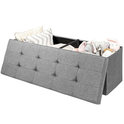 Fabric Folding Storage Bed End Bench, Light Gray Shoe Racks & Storage Benches at Gallery Canada