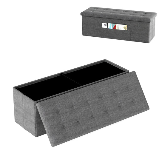 Fabric Folding Storage Bed End Bench, Dark Gray Shoe Racks & Storage Benches Dark Gray at Gallery Canada