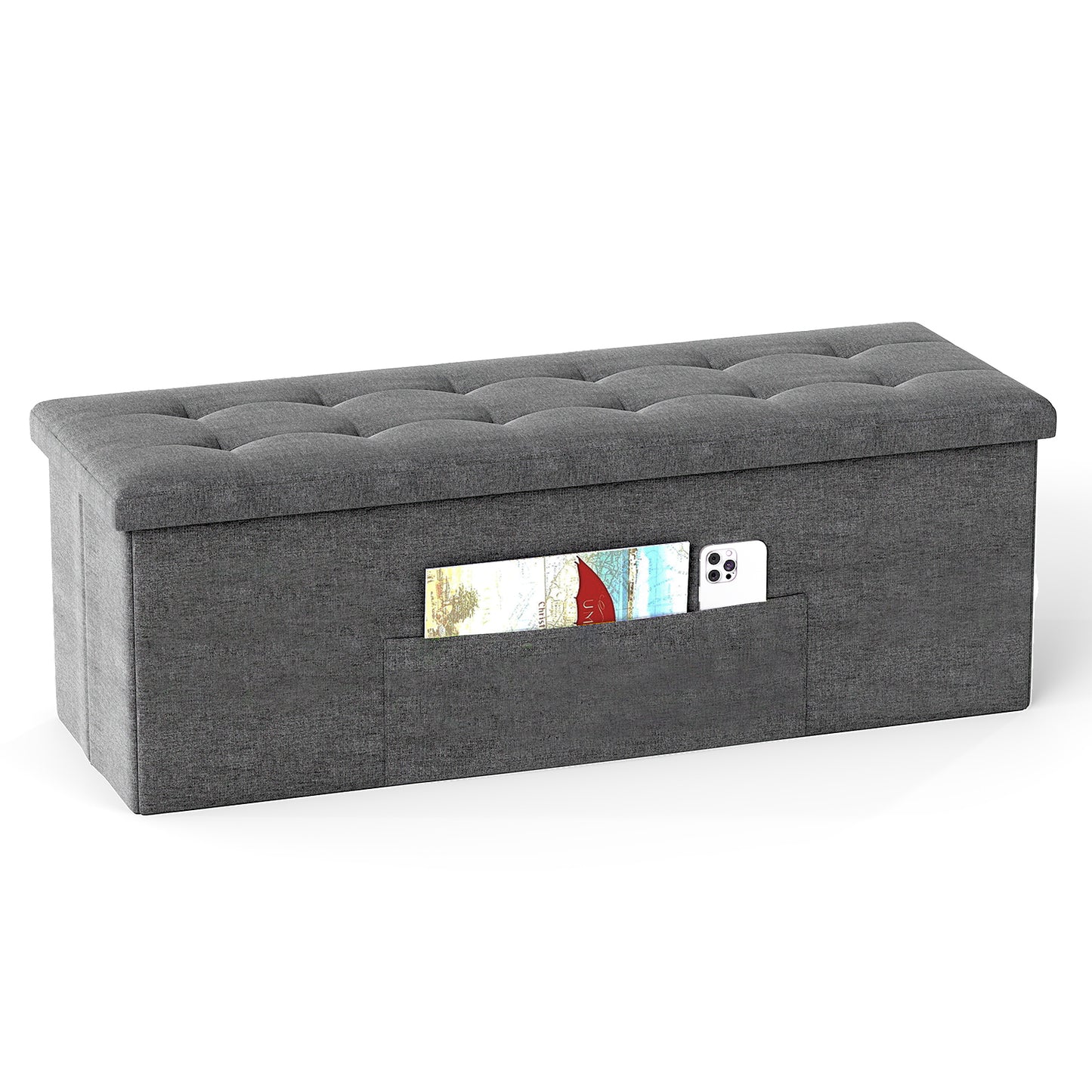 Fabric Folding Storage Bed End Bench, Dark Gray Shoe Racks & Storage Benches at Gallery Canada