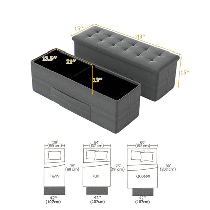 Fabric Folding Storage Bed End Bench, Dark Gray Shoe Racks & Storage Benches at Gallery Canada