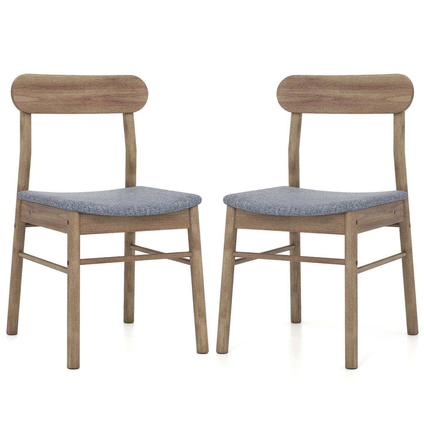 Fabric Upholstered Kitchen Armless Dining Chairs with Rubber Wood Frame Set of 2, Oak Dining Chairs Oak at Gallery Canada