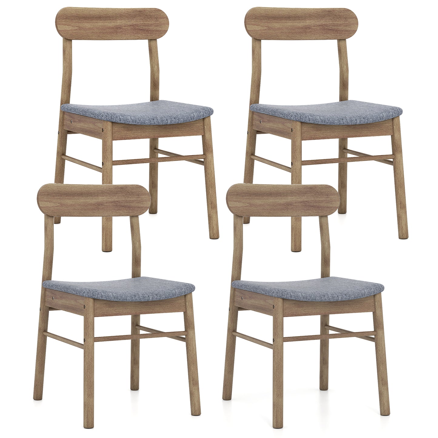 Fabric Upholstered Kitchen Armless Dining Chairs with Rubber Wood Frame Set of 4, Oak Dining Chairs Oak at Gallery Canada