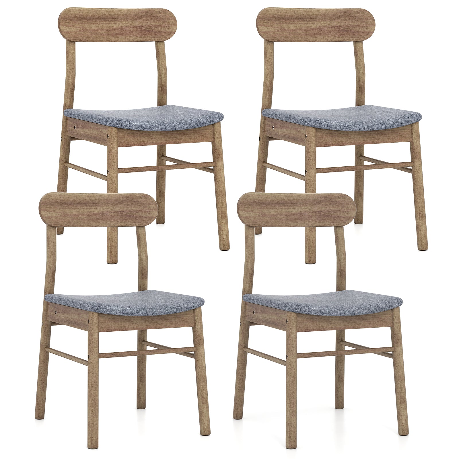 Fabric Upholstered Kitchen Armless Dining Chairs with Rubber Wood Frame Set of 4, Oak Dining Chairs Oak at Gallery Canada