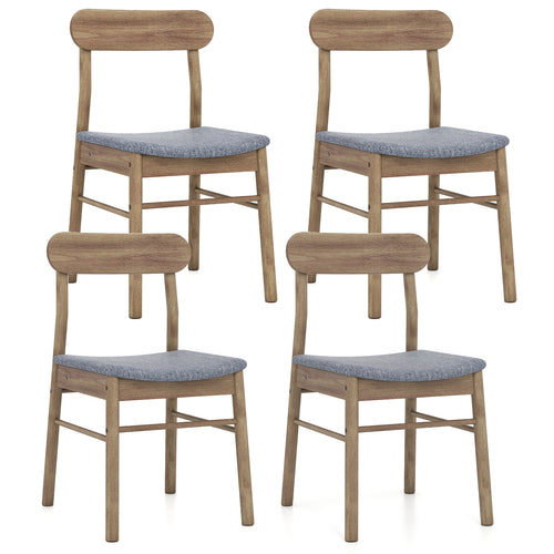 Fabric Upholstered Kitchen Armless Dining Chairs with Rubber Wood Frame Set of 4, Oak
