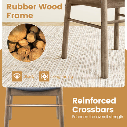 Fabric Upholstered Kitchen Armless Dining Chairs with Rubber Wood Frame Set of 4, Oak Dining Chairs at Gallery Canada