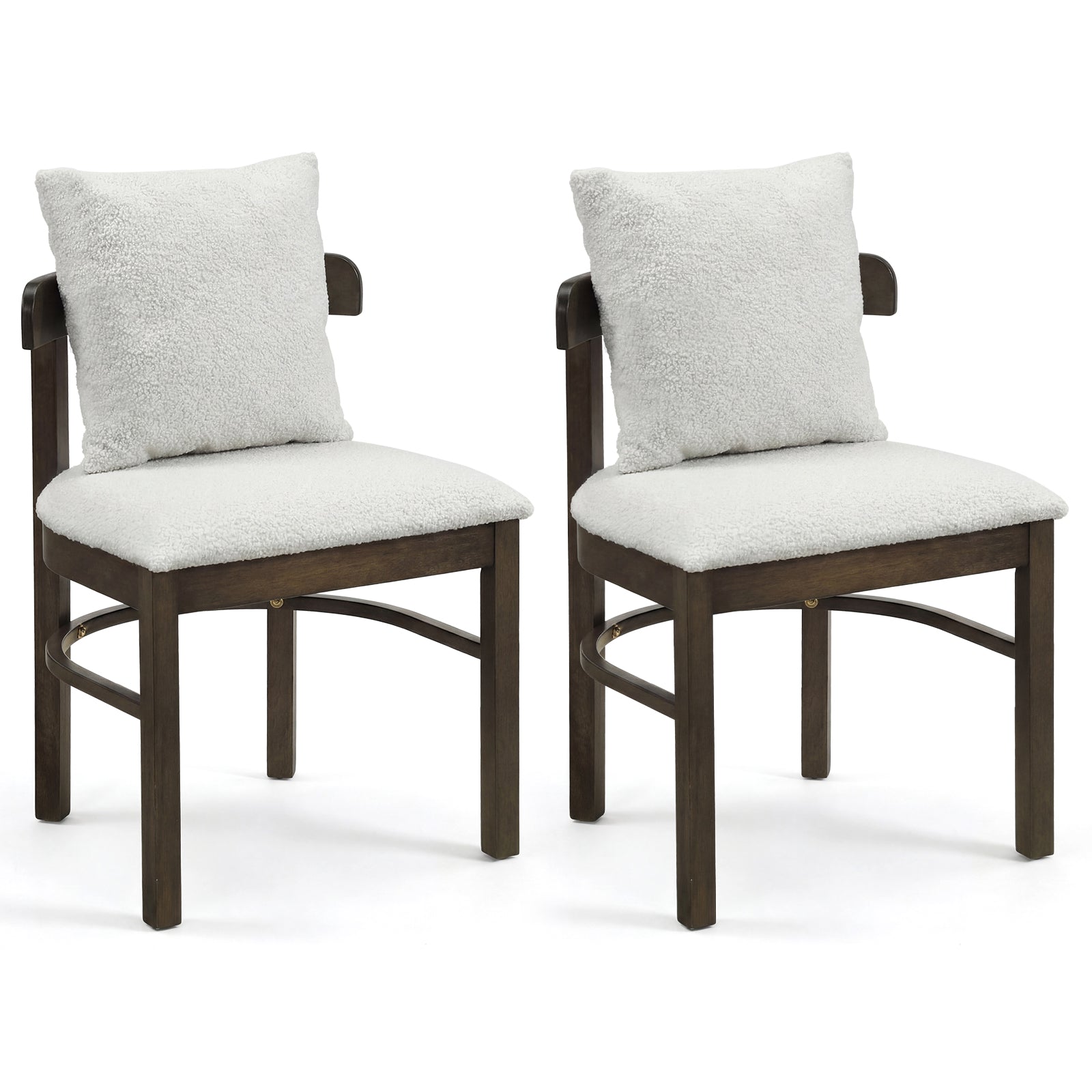 Wood Dining Chairs Set Of 2, Fabric Upholstered With Removable Pillow, Gray