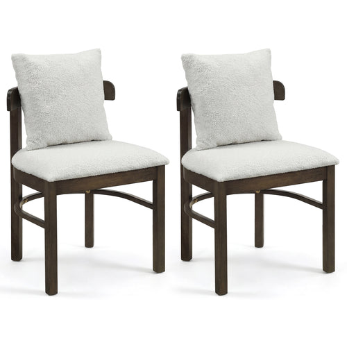 Wood Dining Chairs Set Of 2, Fabric Upholstered With Removable Pillow, Gray