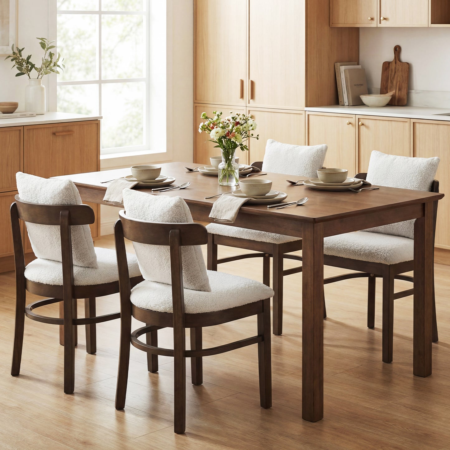 Wood Dining Chairs Set Of 2, Fabric Upholstered With Removable Pillow, Gray Dining Chairs at Gallery Canada