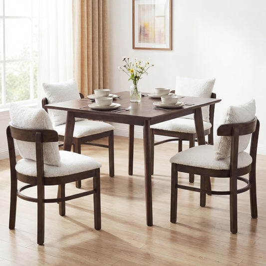 Wood Dining Chairs Set of 4, Fabric Upholstered with Removable Pillow, Gray Dining Chairs Gray at Gallery Canada