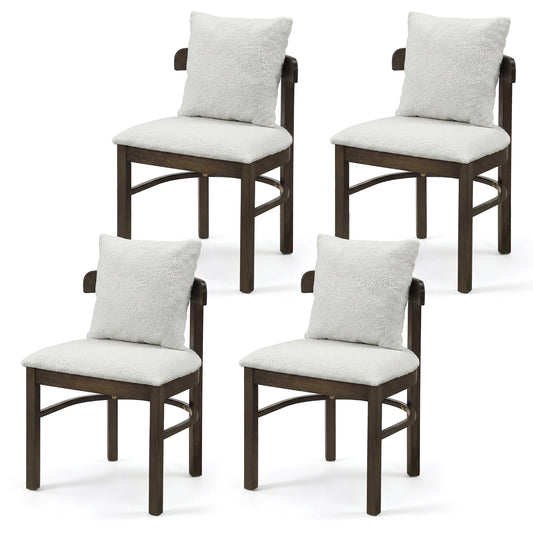 Wood Dining Chairs Set of 4, Fabric Upholstered with Removable Pillow, Gray Dining Chairs Gray at Gallery Canada