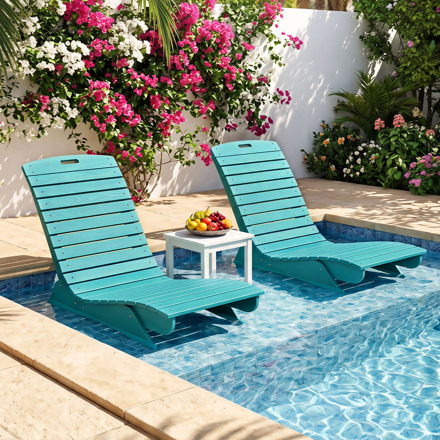 Transat d'extérieur, résistant à la décoloration, profilé, turquoise