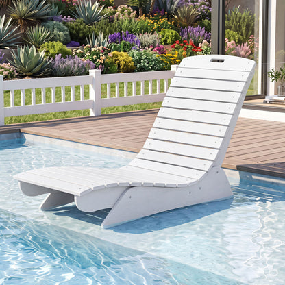 Outdoor Lounger, Fade-Resistant Contoured Deck Poolside, White