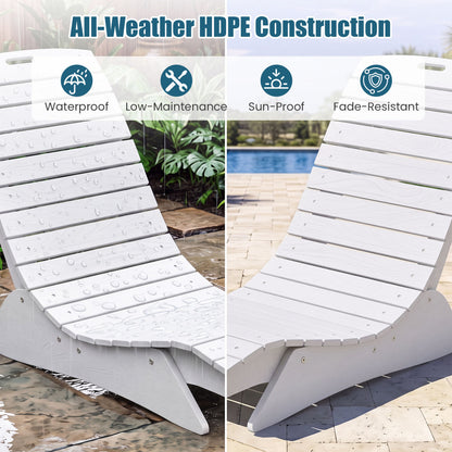 Outdoor Lounger, Fade-Resistant Contoured Deck Poolside, White