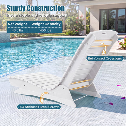 Outdoor Lounger, Fade-Resistant Contoured Deck Poolside, White