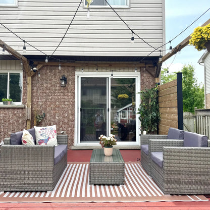 Outdoor Wicker Furniture Set, Loveseat and 2 Chairs, Grey Patio Furniture Sets at Gallery Canada