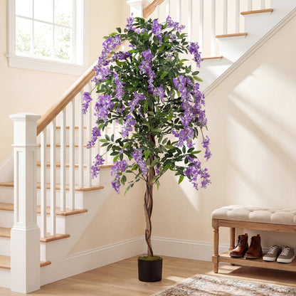 Artificial Wisteria Tree, 6 FT, Natural Trunks, Lifelike Flowers, Purple Faux Plants at Gallery Canada