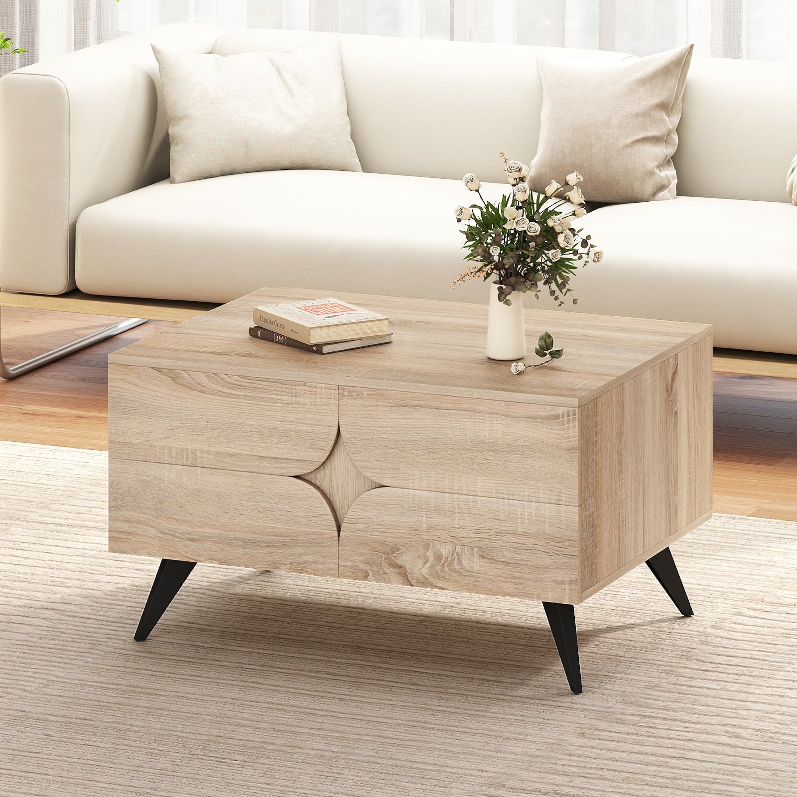 Farmhouse Accent Modern Coffee Table with Storage for Living Room Bedroom, Natural Coffee Tables at Gallery Canada
