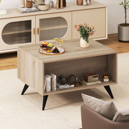 Farmhouse Accent Modern Coffee Table with Storage for Living Room Bedroom, Natural Coffee Tables at Gallery Canada