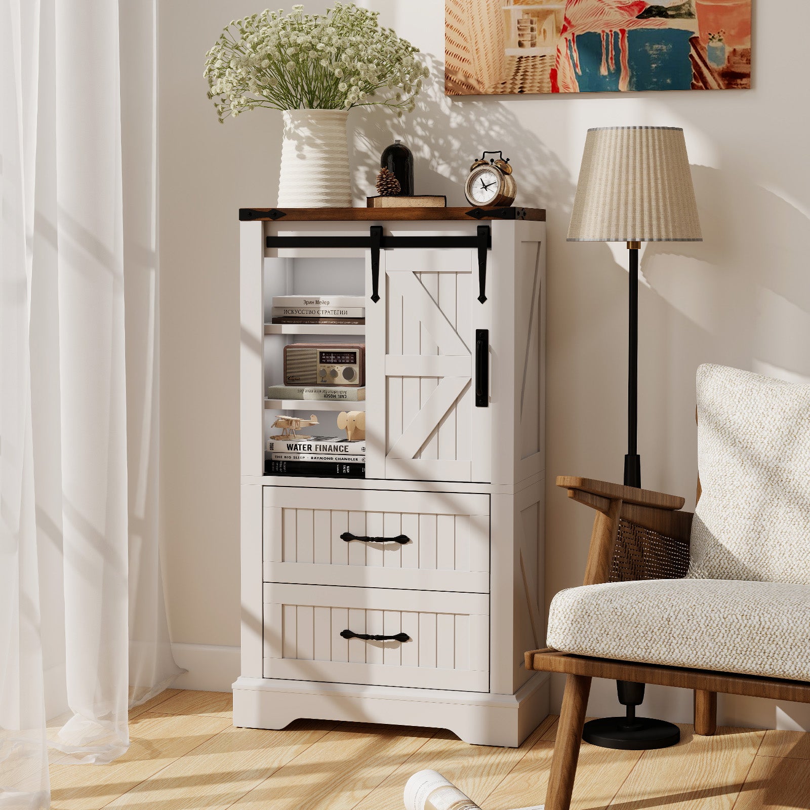 Farmhouse Bathroom Floor Cabinet Freestanding Wooden Storage Organizer, White Floor Cabinets at Gallery Canada