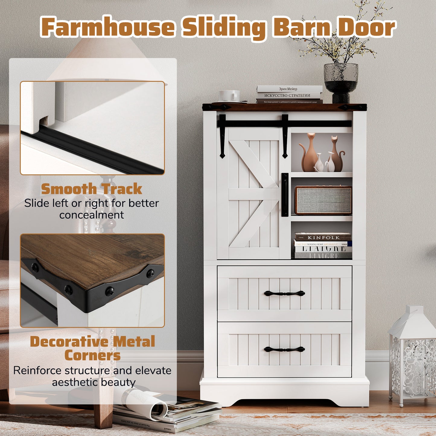 Farmhouse Bathroom Floor Cabinet Freestanding Wooden Storage Organizer, White Floor Cabinets at Gallery Canada