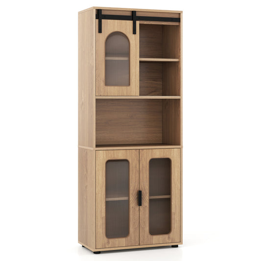 Farmhouse Bathroom Floor Cabinet, Sliding Barn Door, Natural Floor Cabinets Natural at Gallery Canada