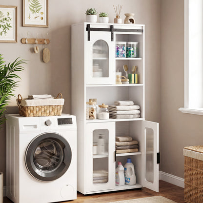 Farmhouse Bathroom Floor Cabinet, Sliding Barn Door, White Floor Cabinets at Gallery Canada