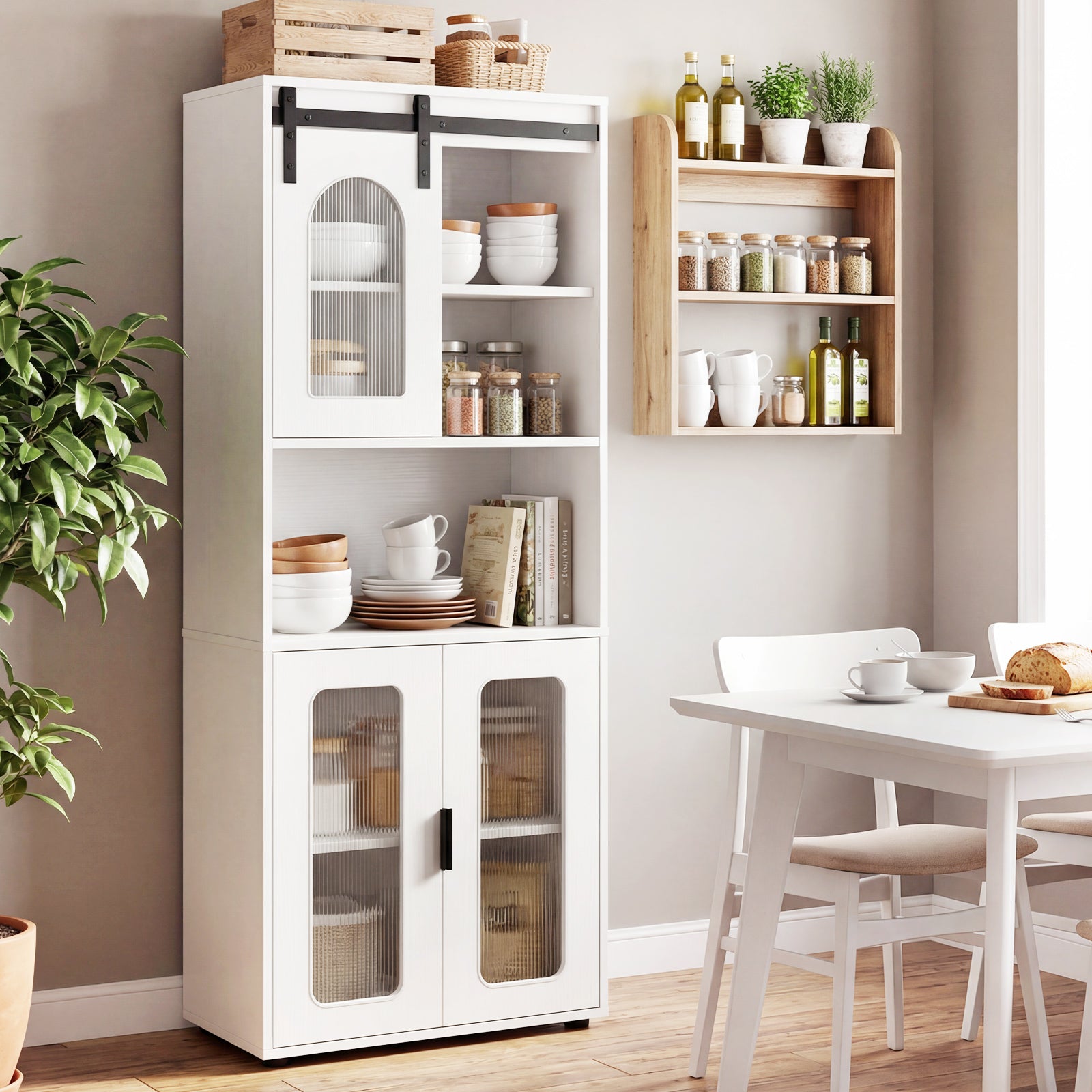 Farmhouse Bathroom Floor Cabinet, Sliding Barn Door, White Floor Cabinets at Gallery Canada