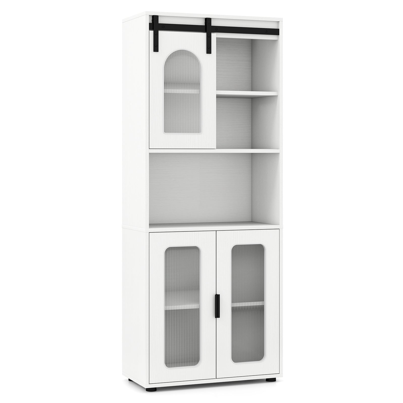 Farmhouse Bathroom Floor Cabinet, Sliding Barn Door, White Floor Cabinets White at Gallery Canada