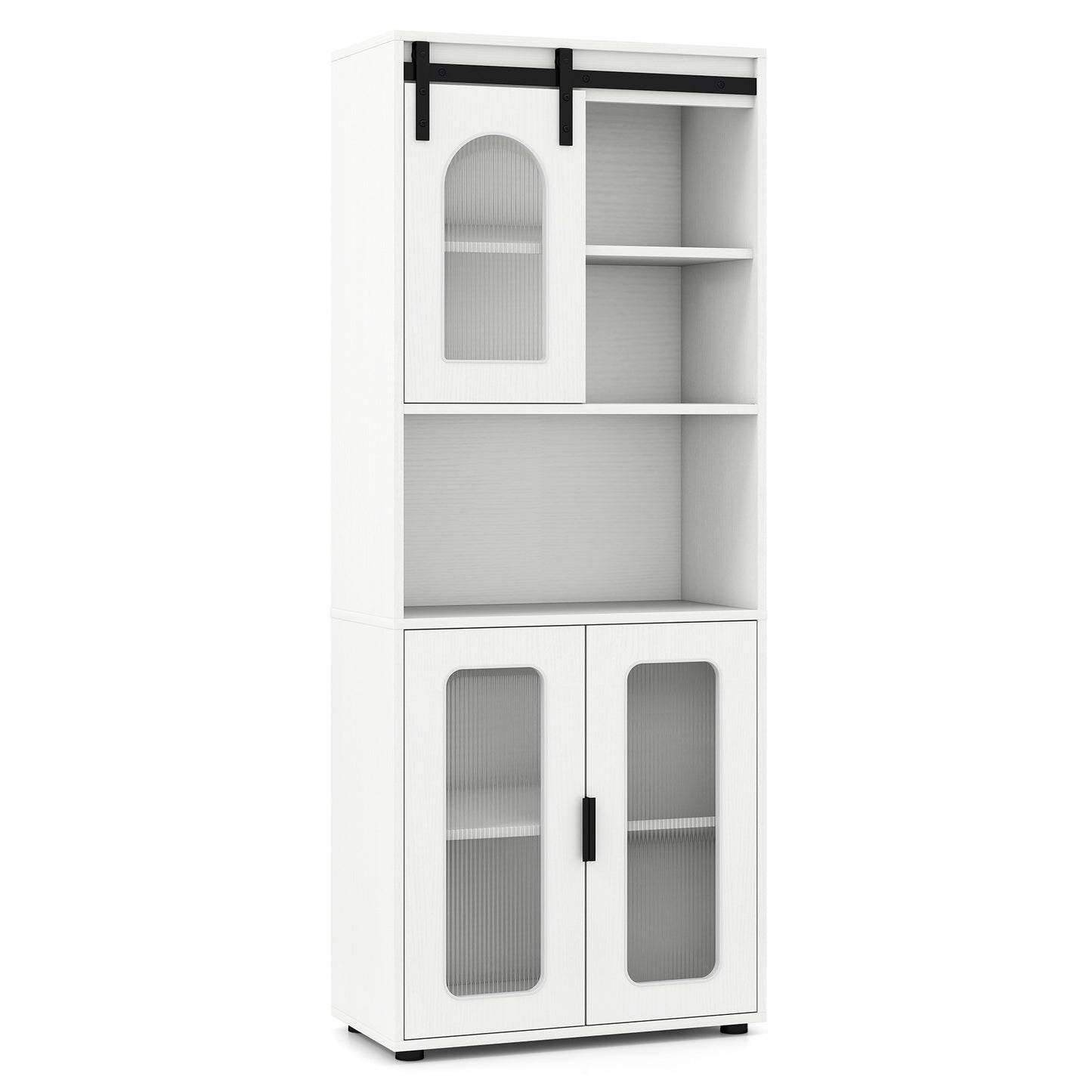 Farmhouse Bathroom Floor Cabinet, Sliding Barn Door, White Floor Cabinets White at Gallery Canada