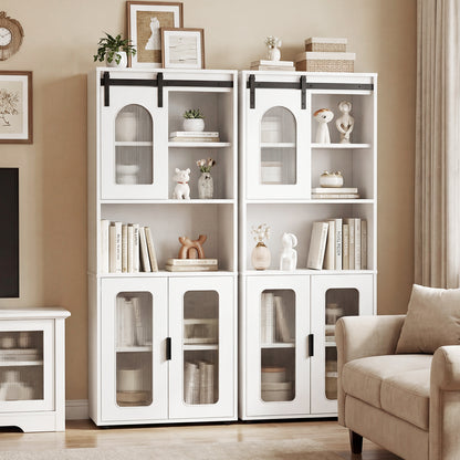 Farmhouse Bathroom Floor Cabinet, Sliding Barn Door, White Floor Cabinets at Gallery Canada