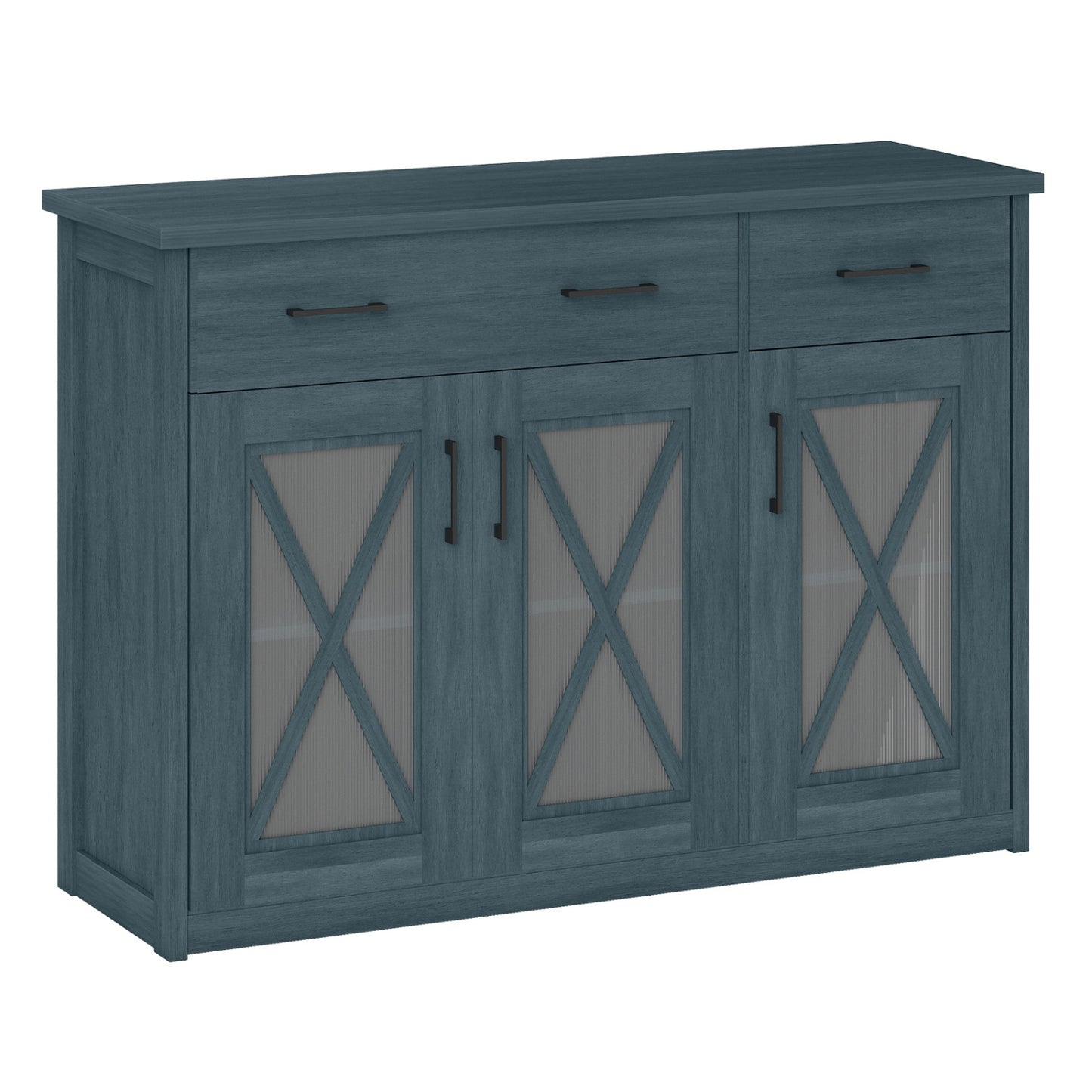 Farmhouse Buffet Sideboard, 3-Door Kitchen Storage Cabinet, 2 Drawers, Turquoise Sideboards Cabinets & Buffets at Gallery Canada