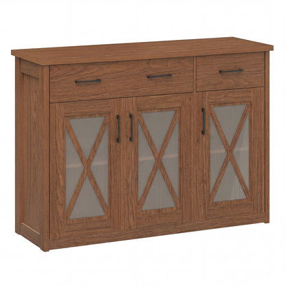 Farmhouse Buffet Sideboard, 3-Door Kitchen Storage Cabinet, 2 Drawers, Brown Sideboards Cabinets & Buffets at Gallery Canada
