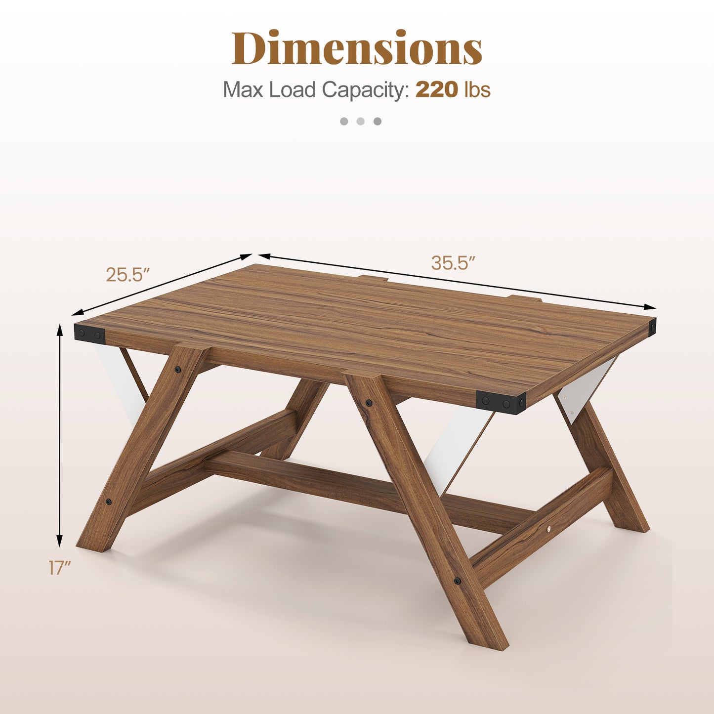 Farmhouse Center Table With Decorative Nailhead Accents, Walnut Coffee Tables at Gallery Canada