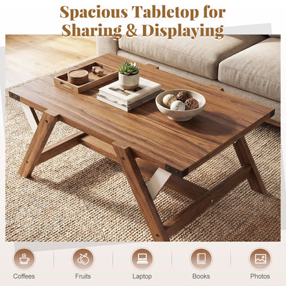 Farmhouse Center Table With Decorative Nailhead Accents, Walnut Coffee Tables at Gallery Canada