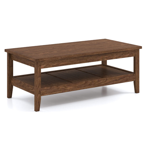 Farmhouse Coffee Table Rustic Cocktail Center Table with Thickened Tabletop-Walnue, Walnut