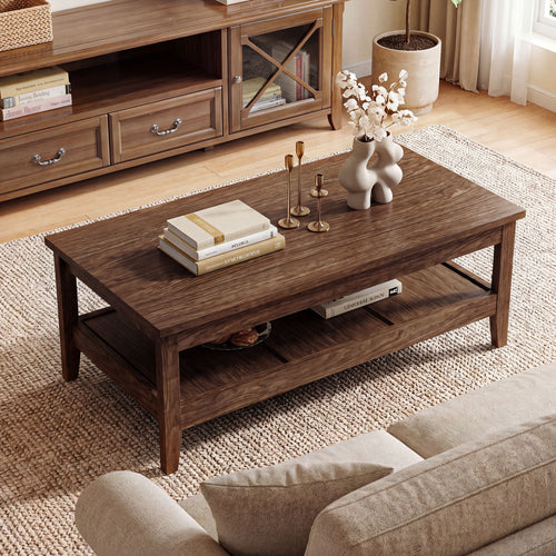 Farmhouse Coffee Table, Rustic Cocktail Center Table, Walnut