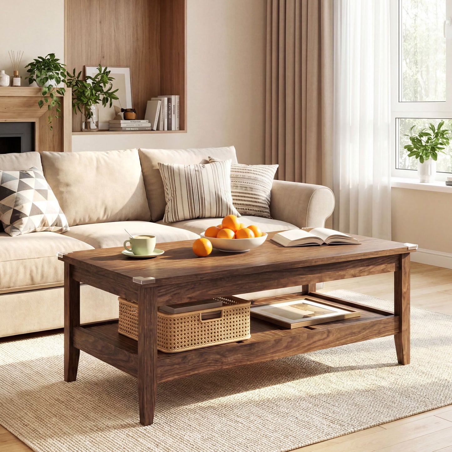 Farmhouse Coffee Table, Rustic Cocktail Center Table, Walnut Coffee Tables at Gallery Canada