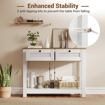 Farmhouse Console Table with 2 Drawers 42 inch Long Narrow Entryway Table Console Tables at Gallery Canada