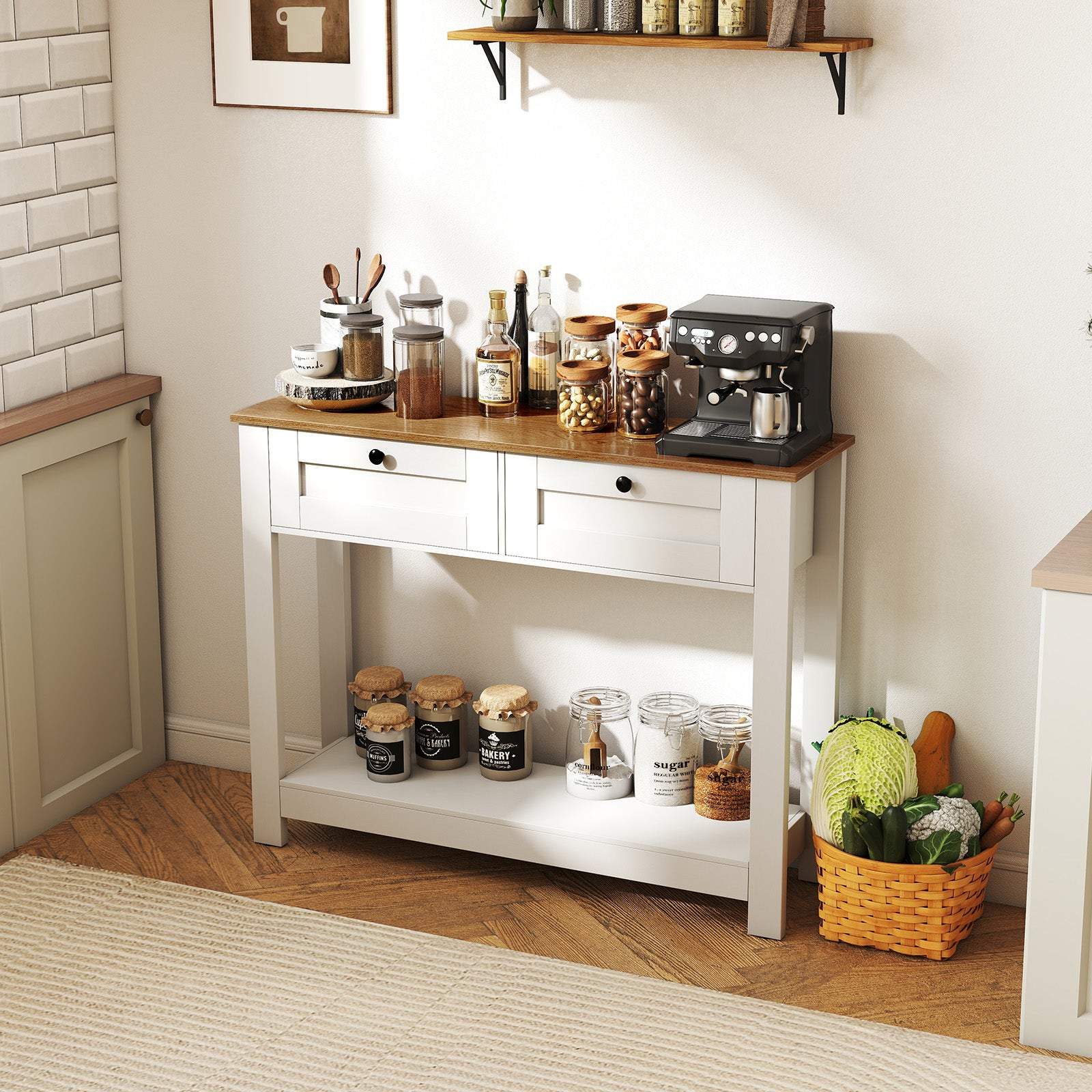 Farmhouse Console Table with 2 Drawers 42 inch Long Narrow Entryway Table Console Tables at Gallery Canada