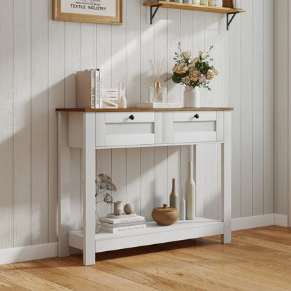 Farmhouse Console Table with 2 Drawers 42 inch Long Narrow Entryway Table Console Tables at Gallery Canada