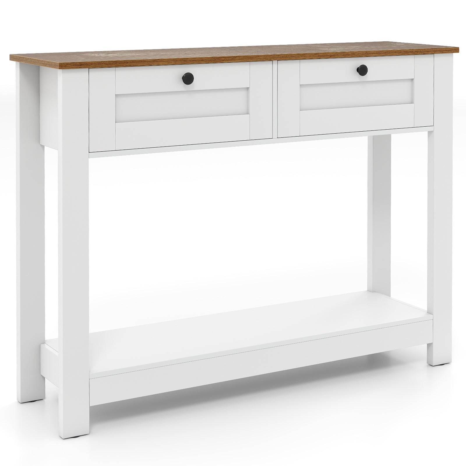 Farmhouse Console Table with 2 Drawers 42 inch Long Narrow Entryway Table Console Tables Natural + White at Gallery Canada