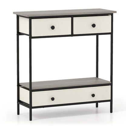 Farmhouse Console Table with Open Storage Shelf for Hallway, Gray