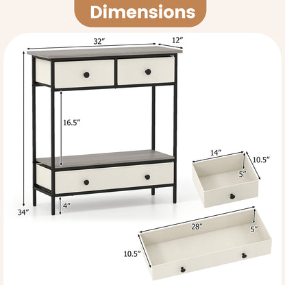 Farmhouse Console Table with Open Storage Shelf for Hallway, Gray