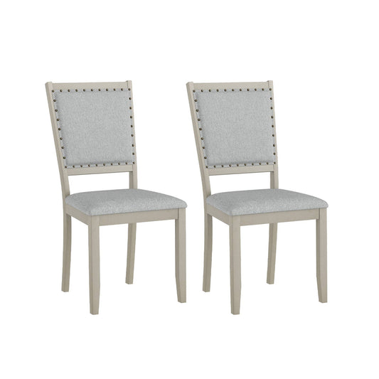 Farmhouse Dining Chair Set, 2 Fabric Upholstered Kitchen Chairs, Gray Dining Chairs Gray at Gallery Canada