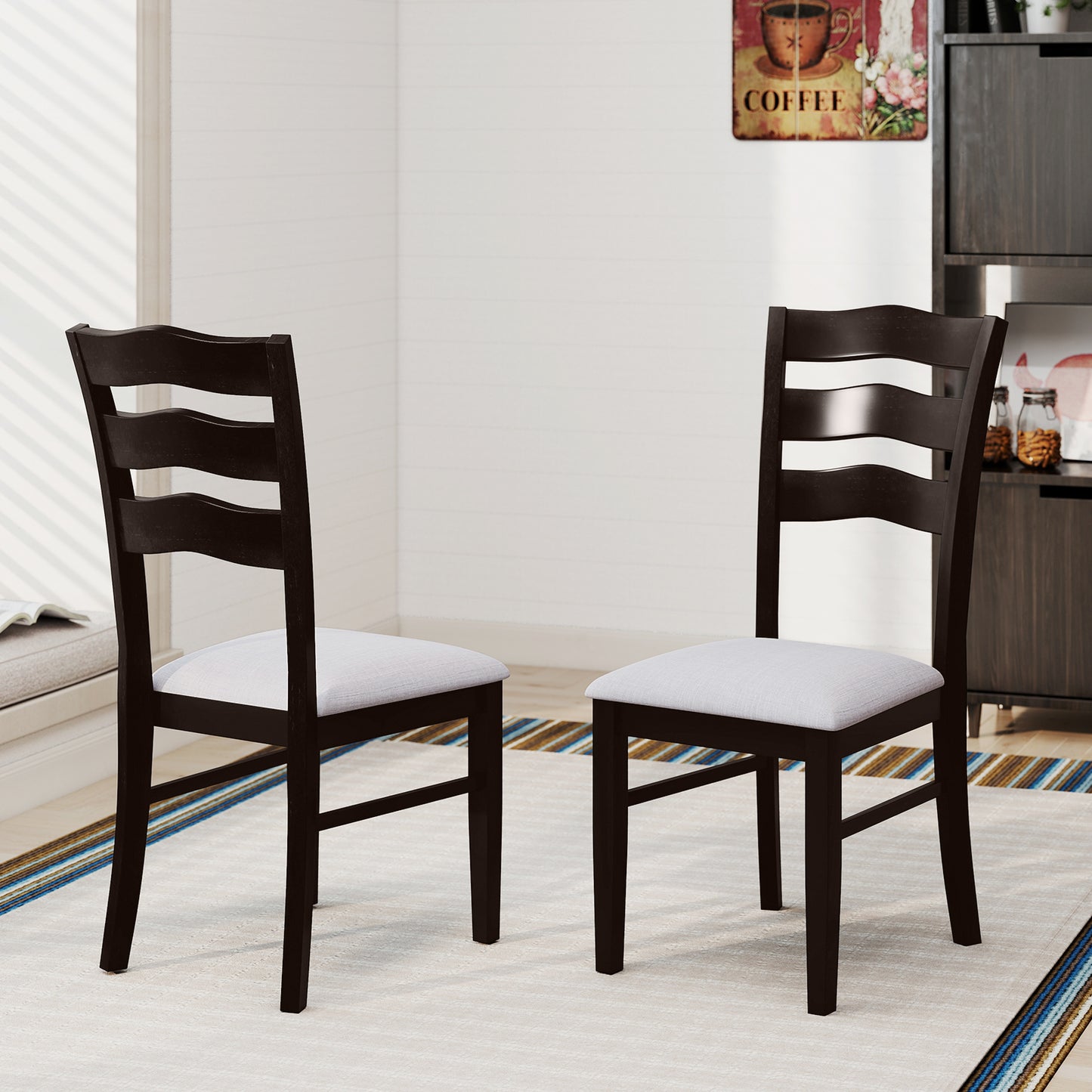 Farmhouse Dining Chairs Set of 2 Modern Kitchen Chairs with Elegant Hollowed backrest, Gray Dining Chairs at Gallery Canada