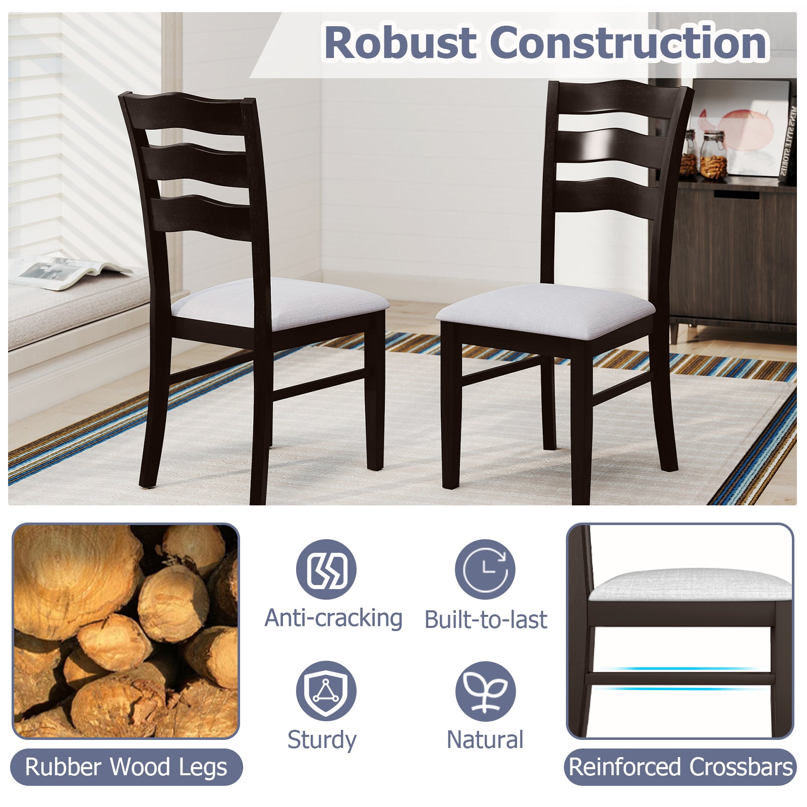 Farmhouse Dining Chairs Set of 2 Modern Kitchen Chairs with Elegant Hollowed backrest, Gray Dining Chairs at Gallery Canada