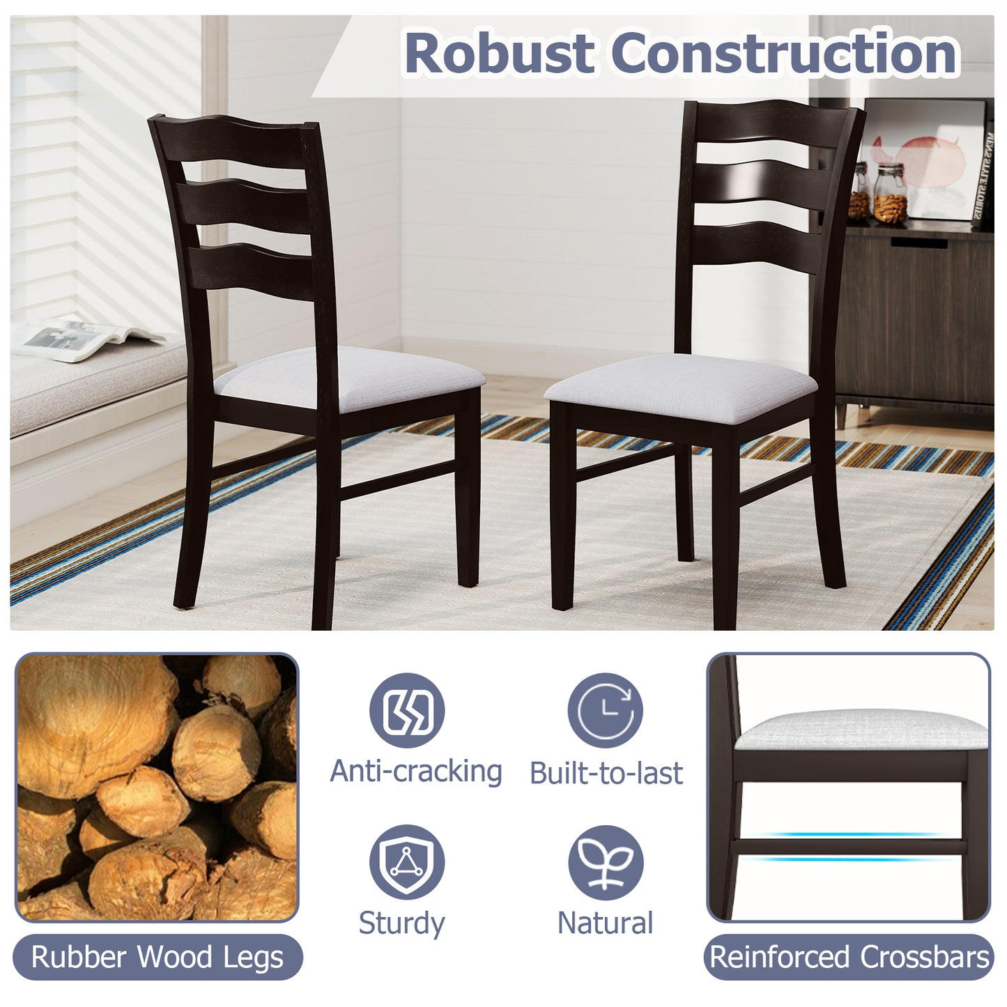 Farmhouse Dining Chairs Set of 2 Modern Kitchen Chairs with Elegant Hollowed backrest, Gray Dining Chairs at Gallery Canada