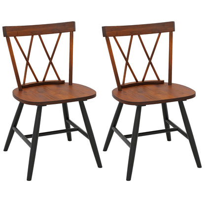 Farmhouse Kitchen Dining Chair Set of 2 with Rubber Wood Frame, Dark Brown