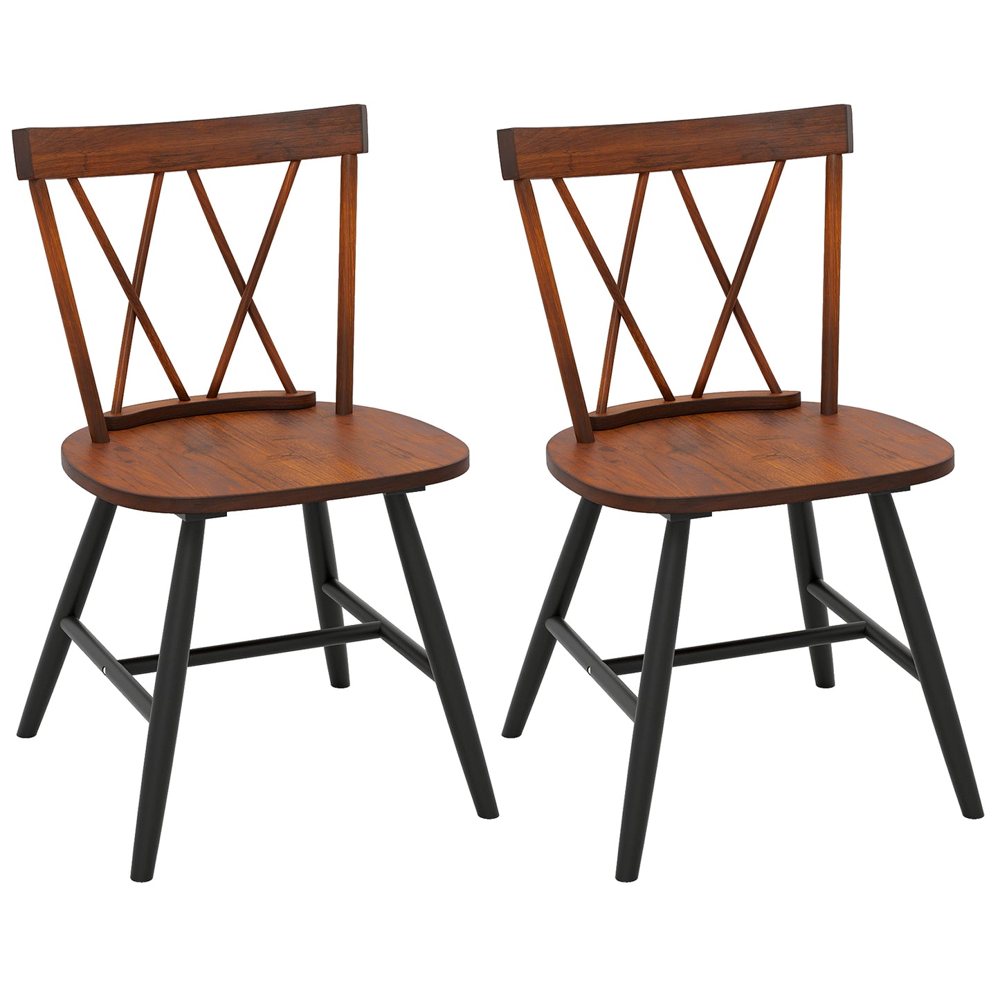 Farmhouse Kitchen Dining Chair Set of 2 with Rubber Wood Frame, Dark Brown Dining Chairs Dark Brown at Gallery Canada