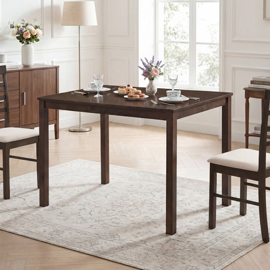 Farmhouse Kitchen Table for 4, Solid Rubber Wood, Brown Dining Tables Brown at Gallery Canada